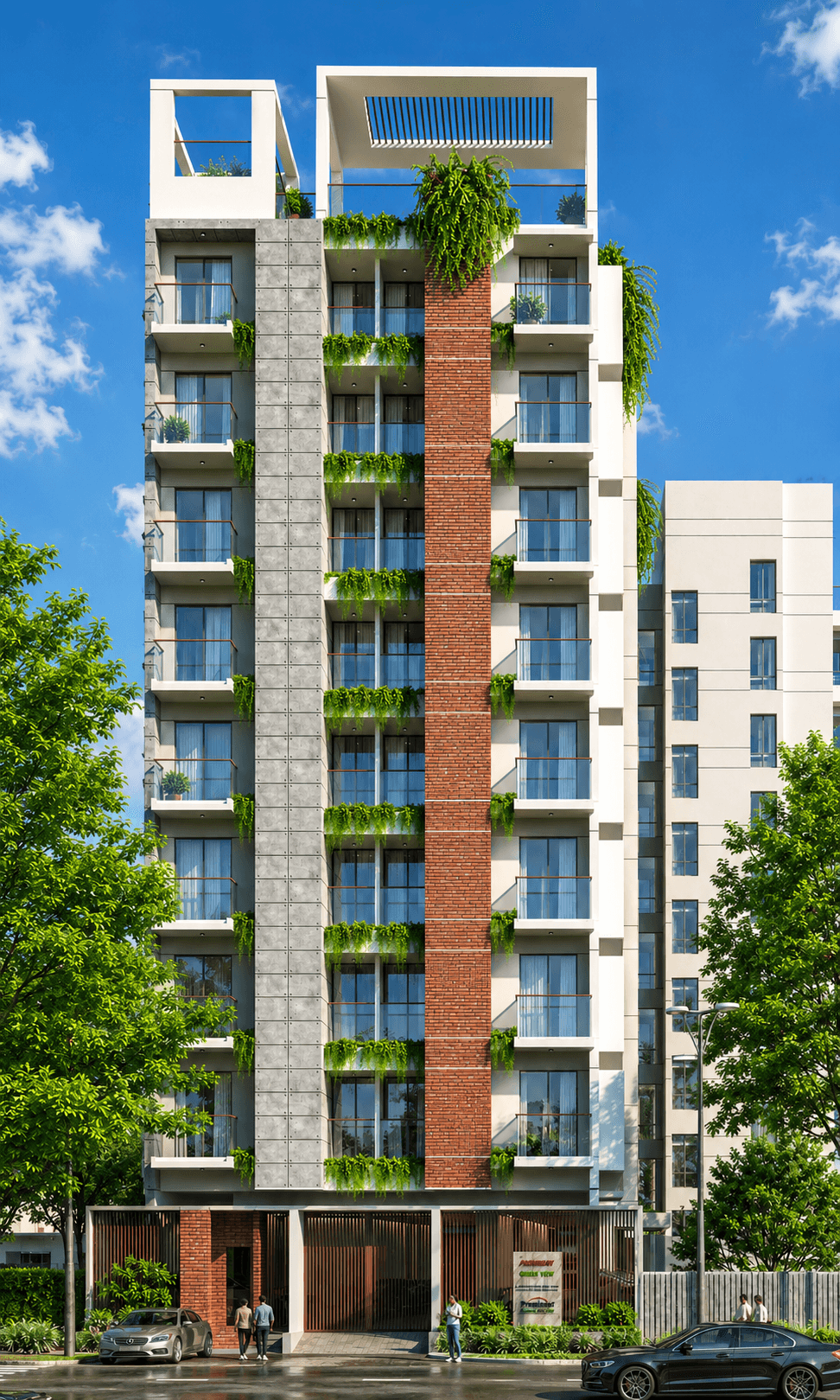 Prominent Green View, Front